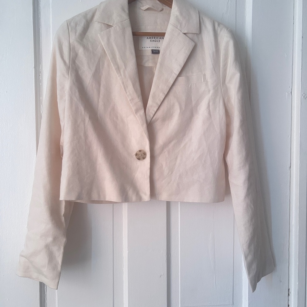 SZ XS AMERICAN EAGLE LINEN CROPPED BLAZER